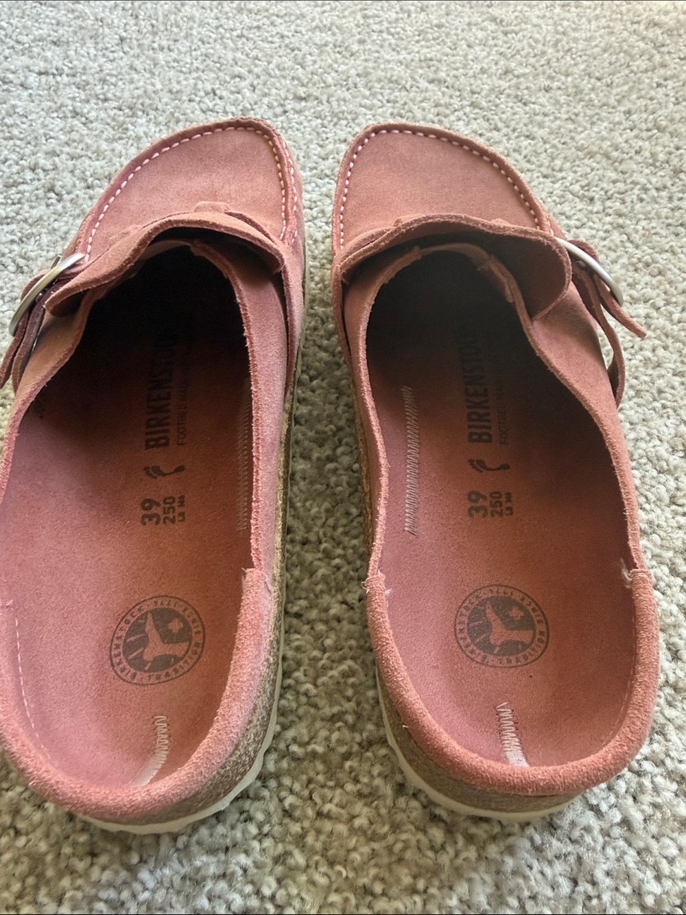 Birkenstock Rosewood Suede Buckle Clogs - Picture 3 of 4